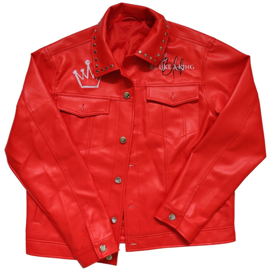 Mens BlaKQ Genuine Red Faux Leather Jacket