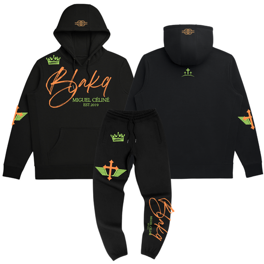 NEW MENS BLACK AND SLIME B.L.A.K.Q PREMIUM SWEAT SUITS