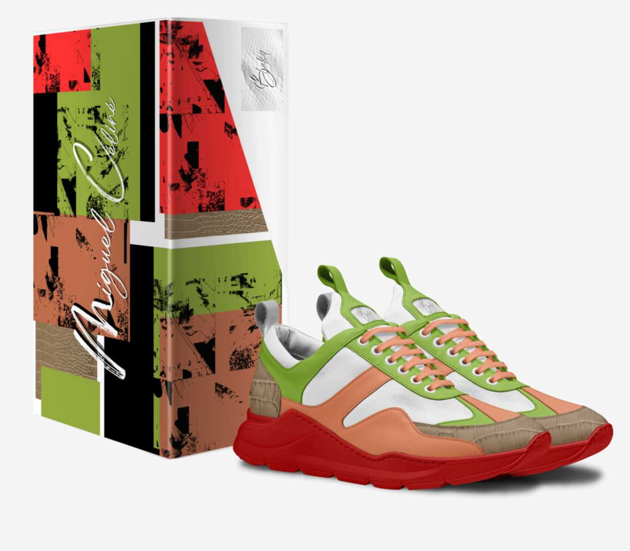 MIGUEL CELINE LIMITED EDITION APPLE GREEN AND PEACH RED BOTTOM RUNNERS