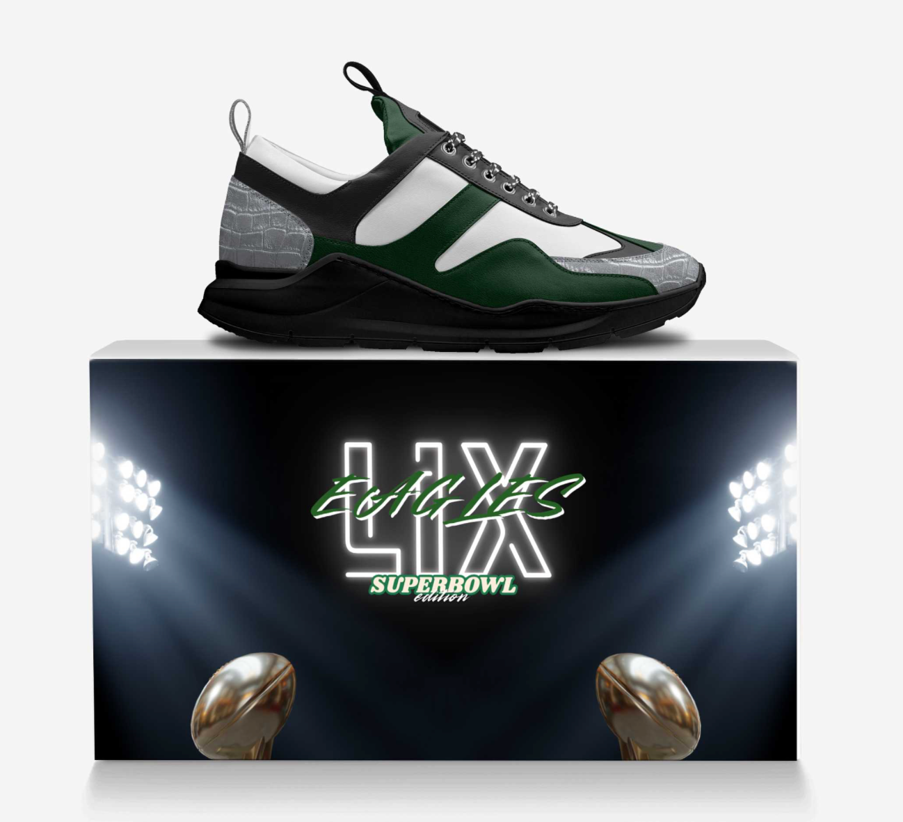 MIGUEL CELINE SUPER-BOWL LIMITED EDITION PHILADELPHIA EAGLES SNEAKERS