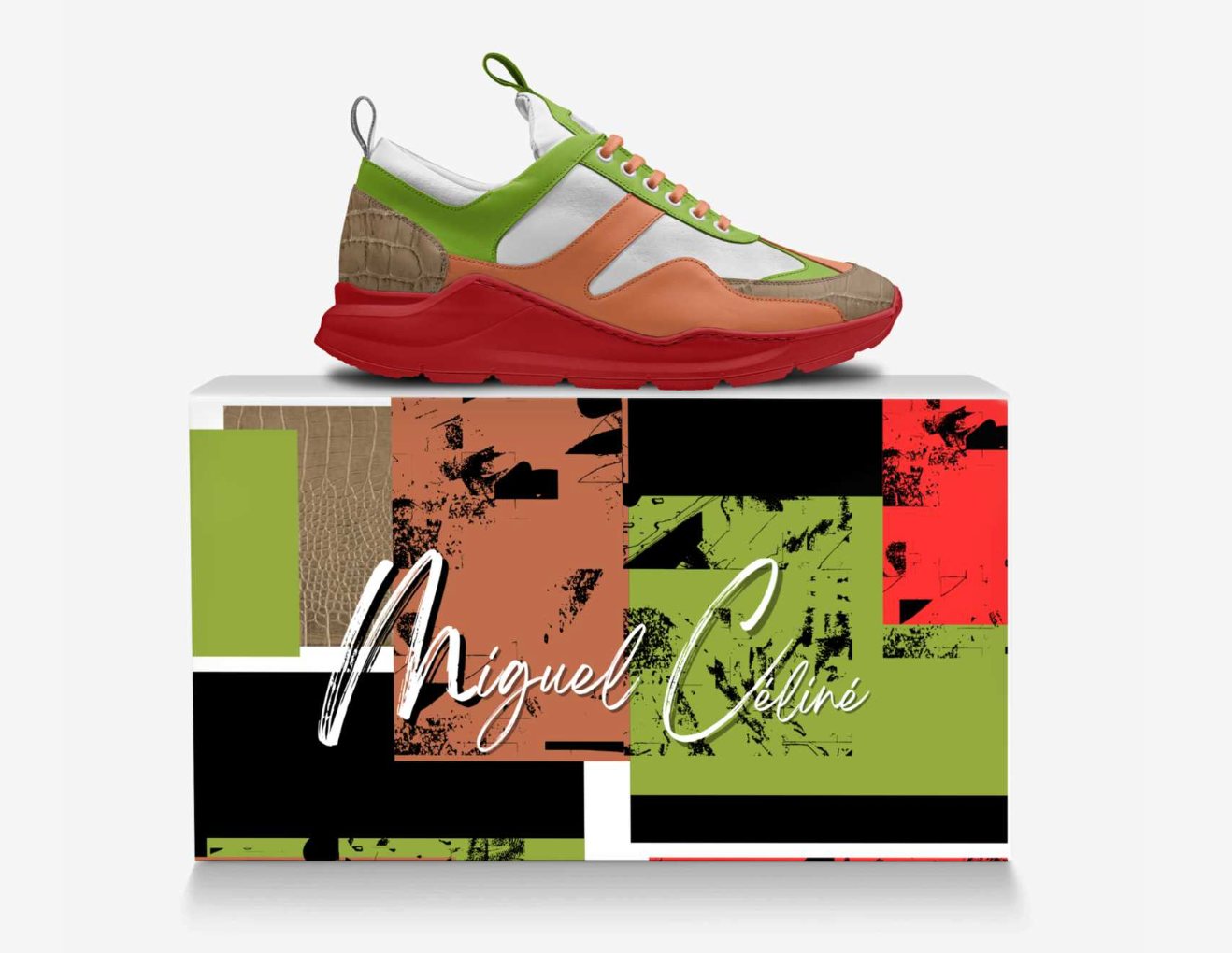 MIGUEL CELINE LIMITED EDITION APPLE GREEN AND PEACH RED BOTTOM RUNNERS