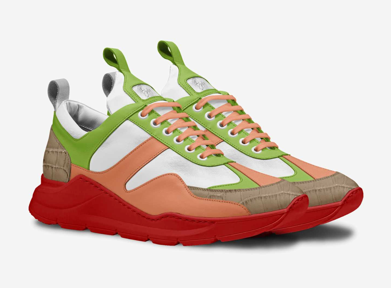 MIGUEL CELINE LIMITED EDITION APPLE GREEN AND PEACH RED BOTTOM RUNNERS